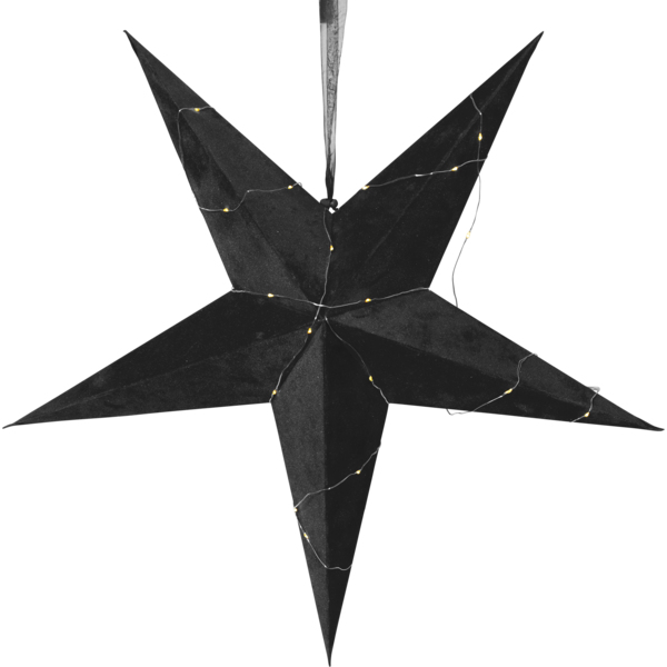 Star Velvet Sort 60cm adventstjerne batteri/timer