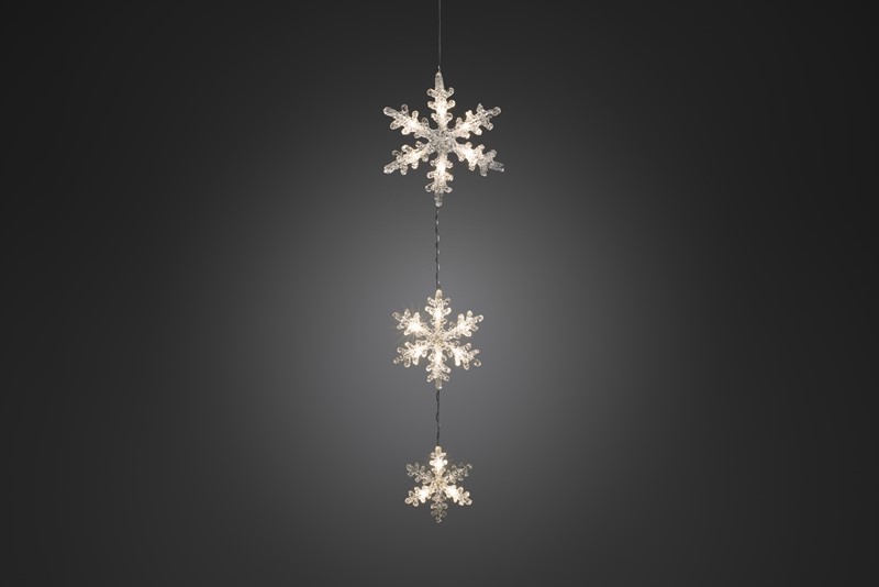 Konstsmide dekorasjon 3 snefnugg 15varmhvite LED