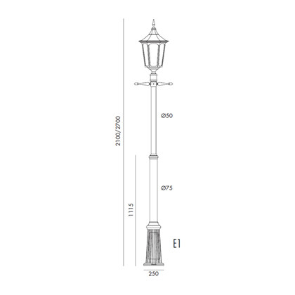 Noral Cardinal E1 Hvit Utelampe Stolpe IP44 E27