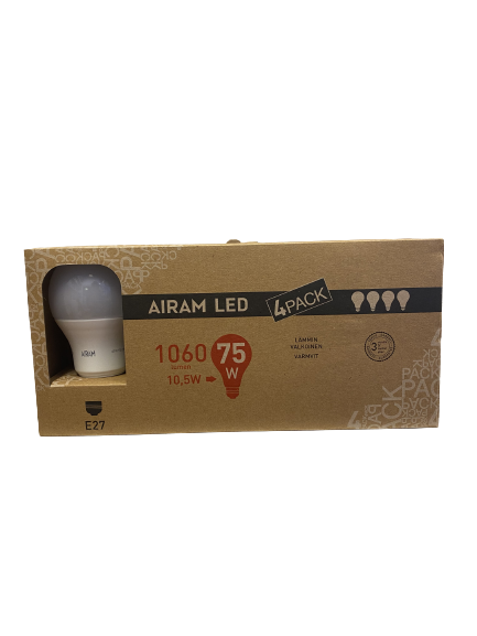 Airam LED E27 10,5W(75W) 4-pk 