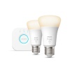 Philips Hue W E27 9,5W 2pk + bridge - Bilde 2