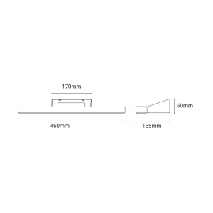 SG View Sort Baderomslampe LED 3000K Dimbar 46cm