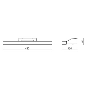 SG View Sort Baderomslampe m/stikk LED 2700K 46cm Dimbar