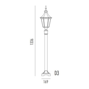 Noral Regent D3 grønn Utelampe Stolpe IP44 H:133,6cm E27