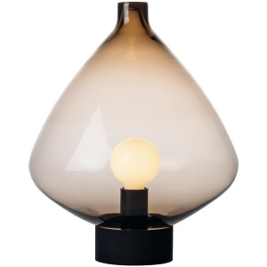 Hadeland Glassverk bordlampe 4218 kakao m/sort sokkel