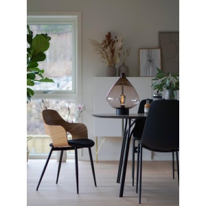 Hadeland Glassverk bordlampe 4218 kakao m/sort sokkel