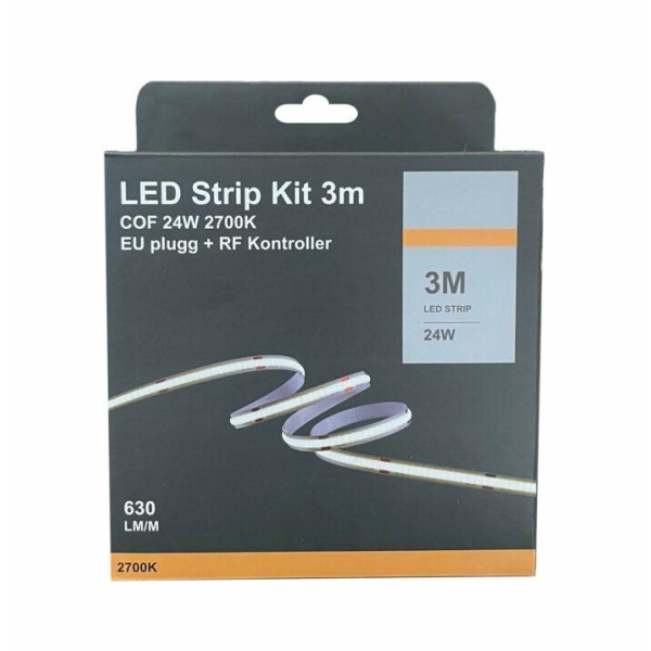 Nordesign LEDstrip Kit 3m 24W 2700K m/støpsel og fjernkontroll