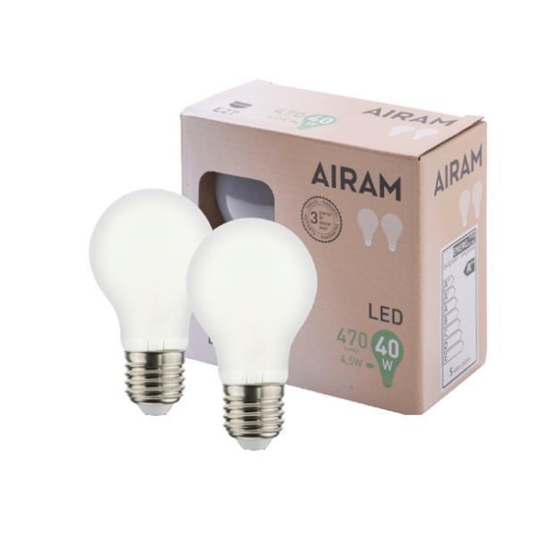 Airam LED E27 4,5W(40W) 2-pak