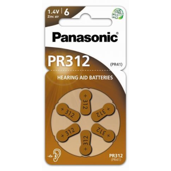 Panasonic PR312 Høreapparat Batteri 6pk