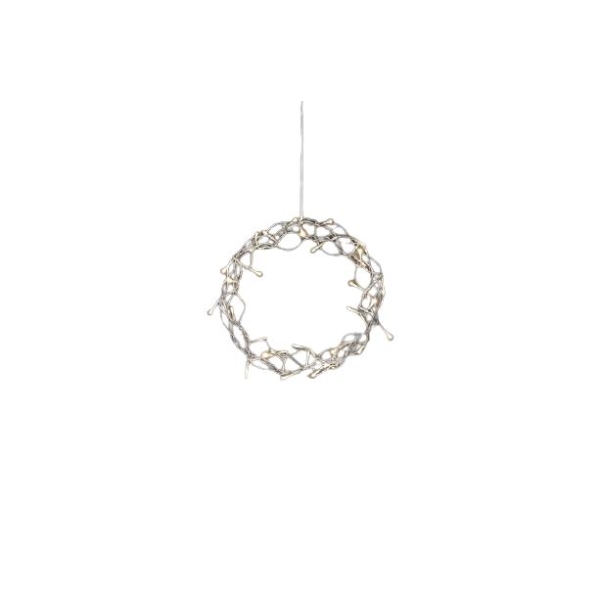 Konstsmide Krans sølv 30cm LED varmhvit