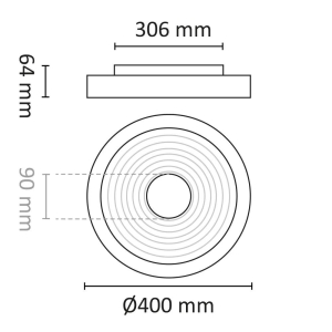 Unilamp Sandy L taklampe 40cm 25W 2700/3000K Dim Sort/Gull IP54