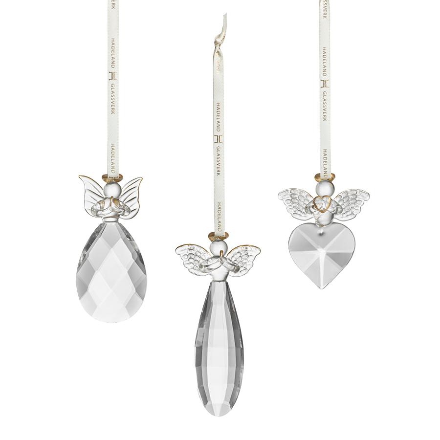 Hadeland Glassverk Hengende Glassengel Diamant julekule 3pk Hadeland Glassverk Hengende Glassengel Diamant julekule 3pk