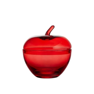 Hadeland Glassverk Glasseple m/lokk Rød