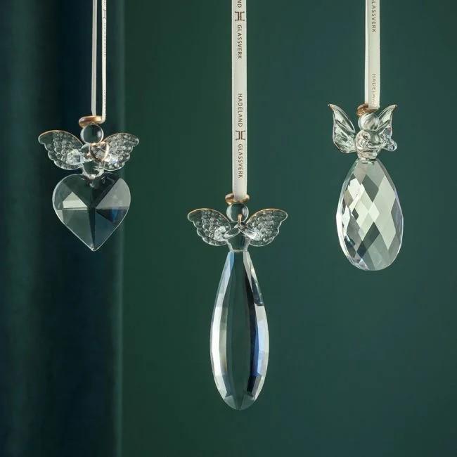 Hadeland Glassverk Hengende Glassengel Diamant julekule 3pk Hadeland Glassverk Hengende Glassengel Diamant julekule 3pk - Bilde 2