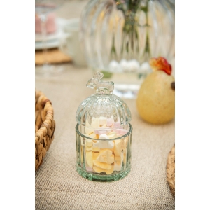 Hadeland Glasskål 14cm Hare m/lokk Klar Grønn