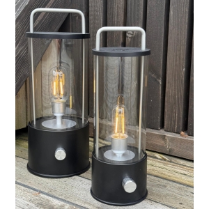 Hadeland Norgesglass Ledlampe sort 31cm oppladbar