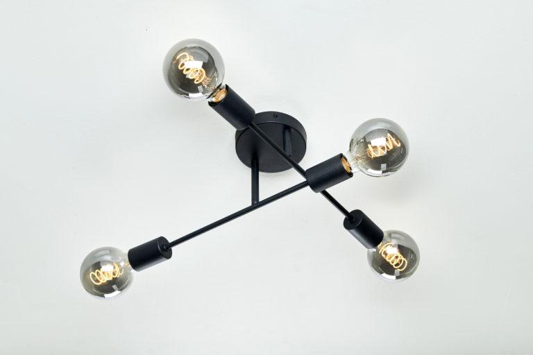 MS Cross 4xE27 plafond/vegg sort