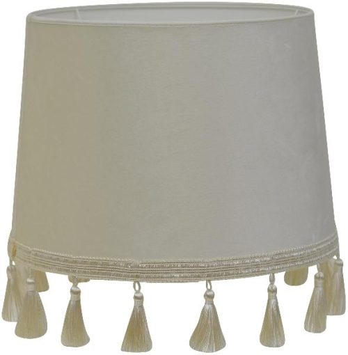 Hallbergs Skjerm Roma m/frynser semsket offwhite 24cm