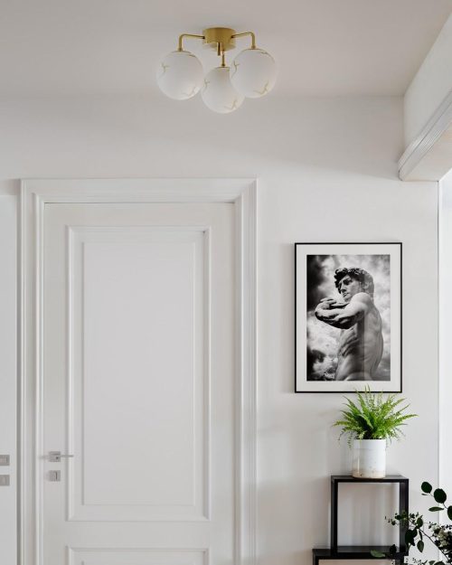 By Rydens Bellagio plafond messing/hvit 3xE27