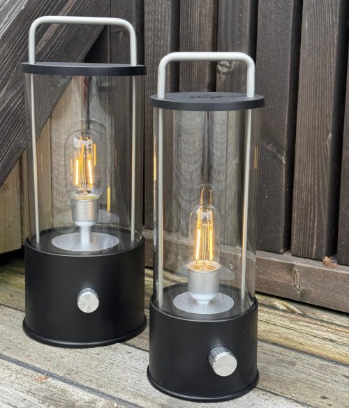 Hadeland Norgesglass Ledlampe sort 36cm oppladbar