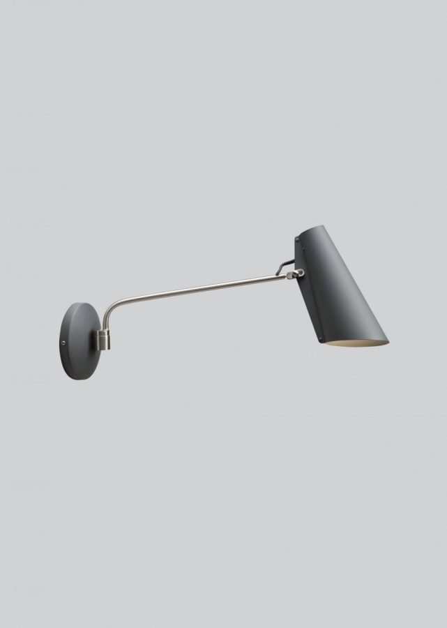 Northern Birdy vegglampe lang arm grå