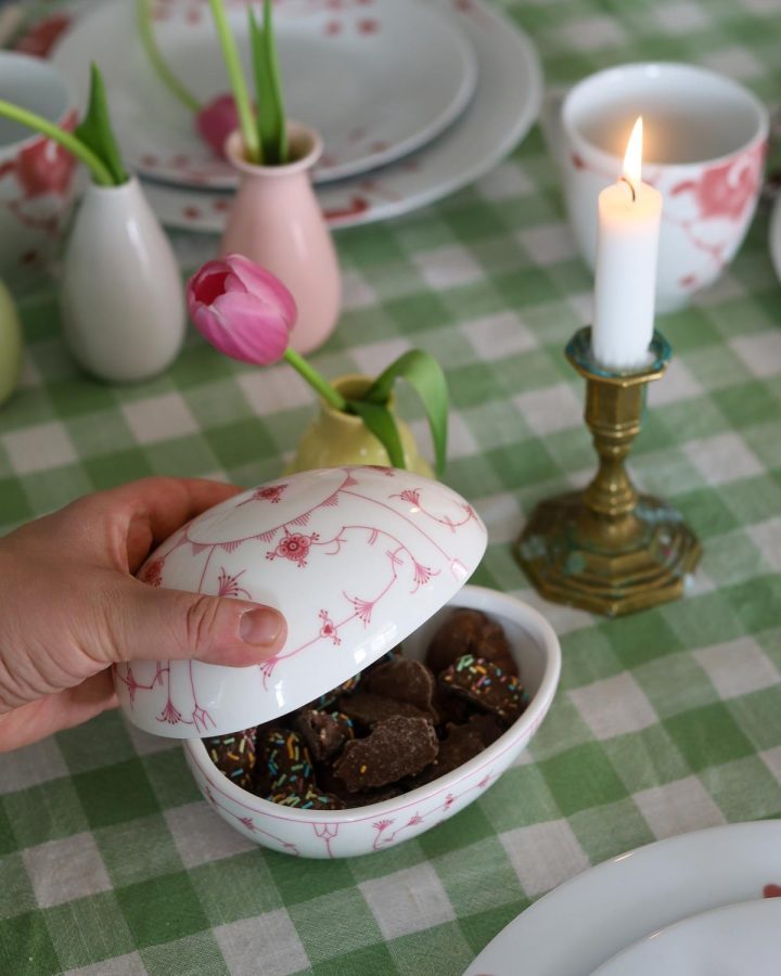 Porsgrund Stråmønsteregg m/lokk Rosa 14cm