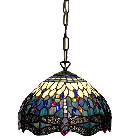 Tiffany Nostalgia Trollslända Safirblå pendellampe Ø30