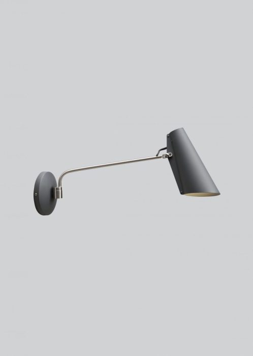 Northern Birdy vegglampe lang arm grå
