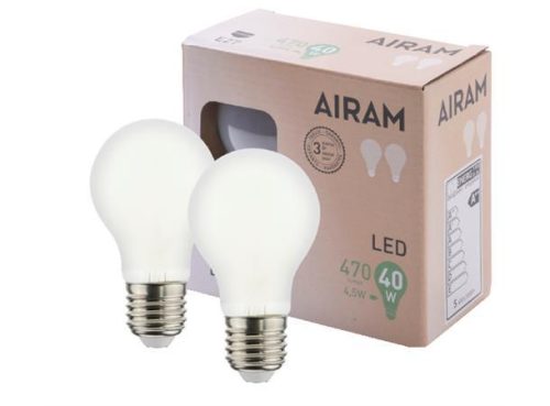 Airam LED E27 4,5W(40W) 470lm 2700K 2-pak