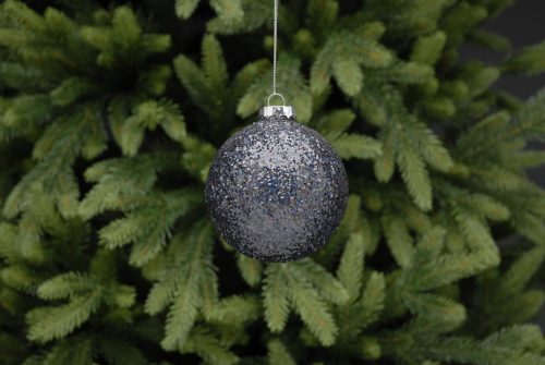 Trend julekule glitter sort glasskule 8cm
