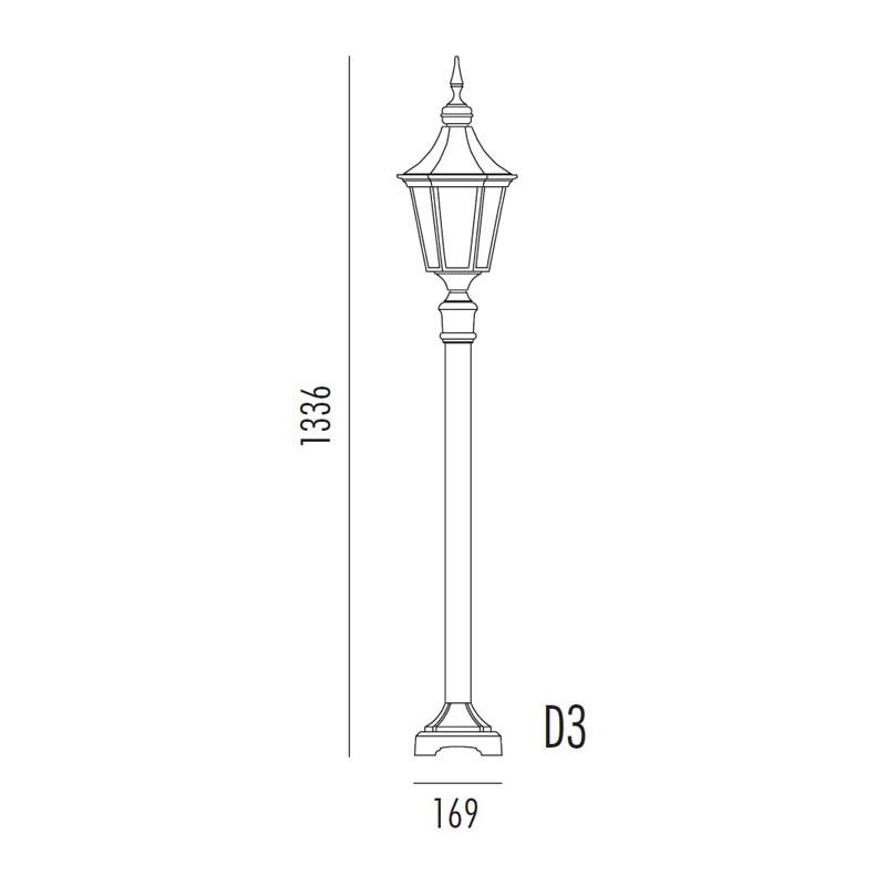 Noral Regent D3 Sort Utelampe Stolpe IP44 H:133,6 cm E27