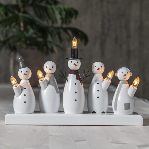 Star Snømann Adventsstake 5-lys Hvit