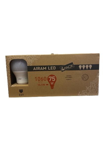 Airam LED E27 10,5W(75W) 1600lm 2700K 4-pk