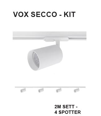 Nordesign Vox Kit 2M Spotskinne Hvit (matt) inkl. 4 Secco spot