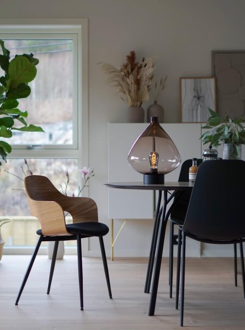 Hadeland Glassverk 4218 Bordlampe kakao m/sort sokkel