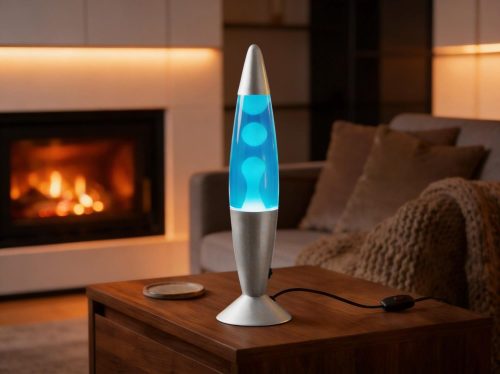 Lavalampe bord sølv/blå/gul LED 2,2W