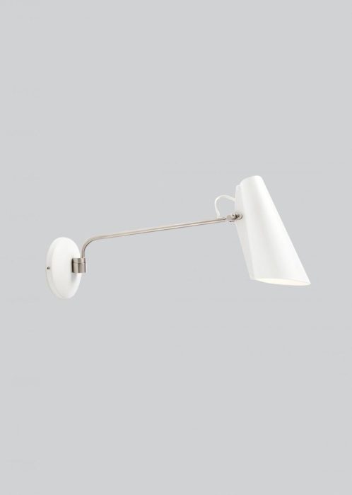 Northern Birdy vegglampe lang arm hvit