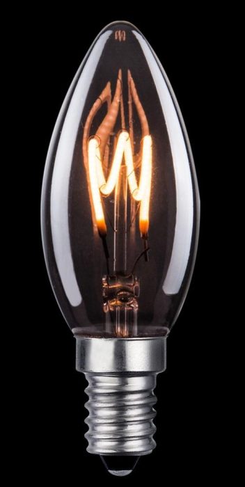 Unison LED E14 2W(3W) 35lm 2200K mignon Nero 3-steg dim.