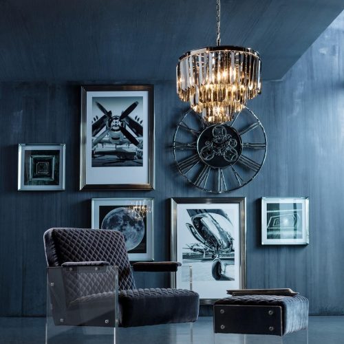 Kare Smoky Lounge pendellampe med glassprismer