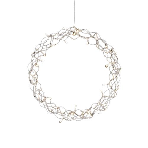 Konstsmide Krans sølv 45cm LED varmhvit