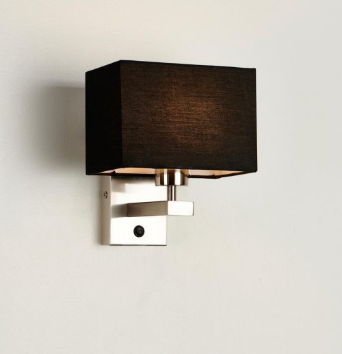 MS Saga Vegglampe u/Arm E27 Messing/Sort
