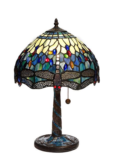 Tiffany Nostalgia Trollslända Safirblå bordlampe Ø30
