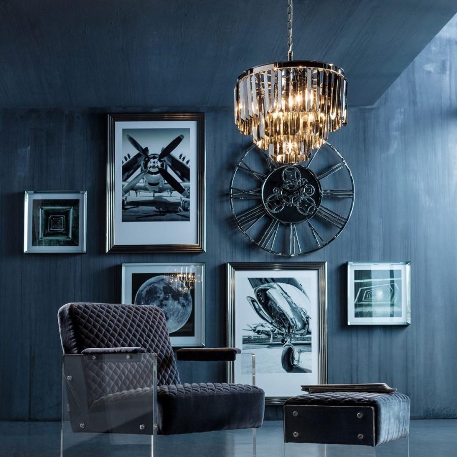 Kare Smoky Lounge pendellampe med glassprismer
