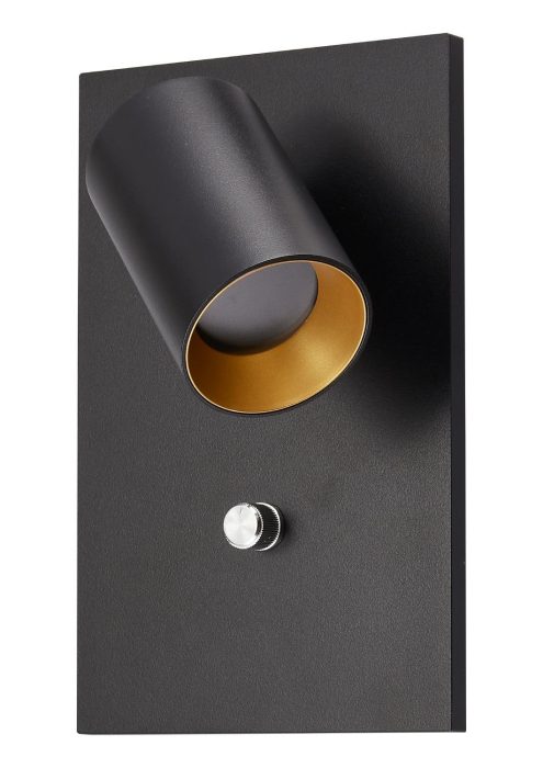 Nordesign Oz K1 vegg lampe + USB, sort/ gull cuff 1x10w GU10 - eksl
