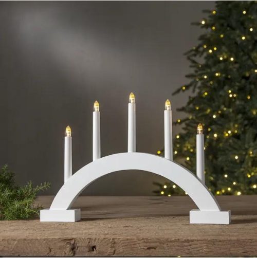 Star Abbe Adventsstake 5-lys Batteridrevet Hvit