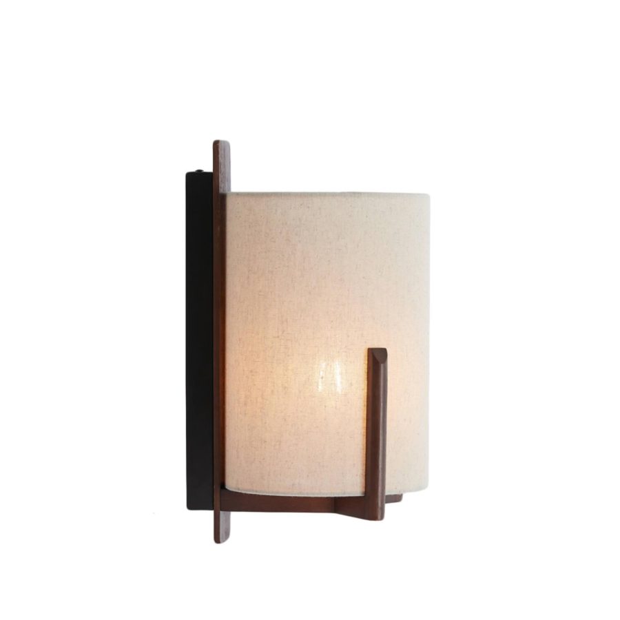 L&L Litto Vegglampe Mørk brun m/hvit skjerm